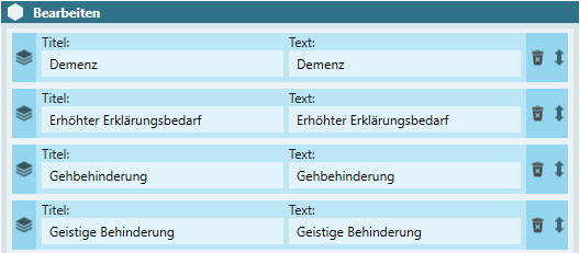 Krankengeschichte: Register Allergien / Komplikationen 